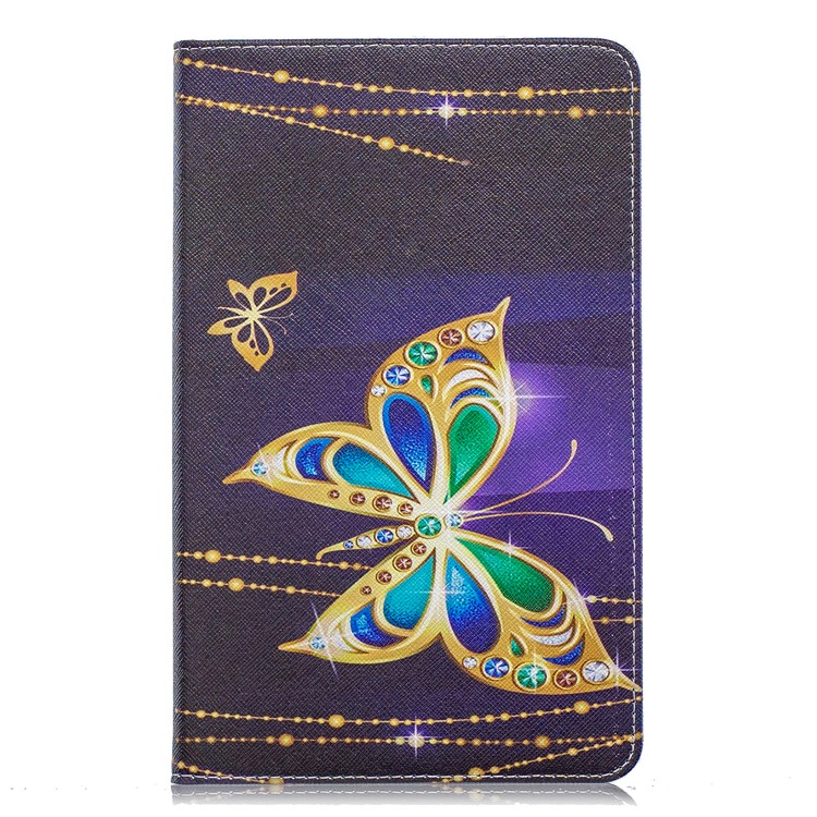 Pattern Printing Wallet Stand Leather Case for Samsung Galaxy Tab A 8.0 (2019) with S Pen P200 P205 - Golden Butterflies-2
