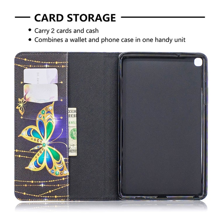 Pattern Printing Wallet Stand Leather Case for Samsung Galaxy Tab A 8.0 (2019) with S Pen P200 P205 - Golden Butterflies-6