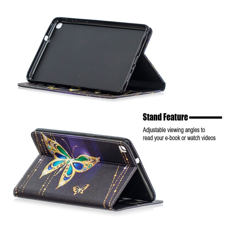 Pattern Printing Wallet Stand Leather Case for Samsung Galaxy Tab A 8.0 (2019) with S Pen P200 P205 - Golden Butterflies-7