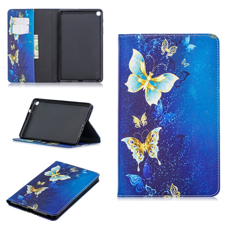 Pattern Printing Wallet Stand Leather Case for Samsung Galaxy Tab A 8.0 (2019) with S Pen P200 P205 - Elegant Butterflies-1