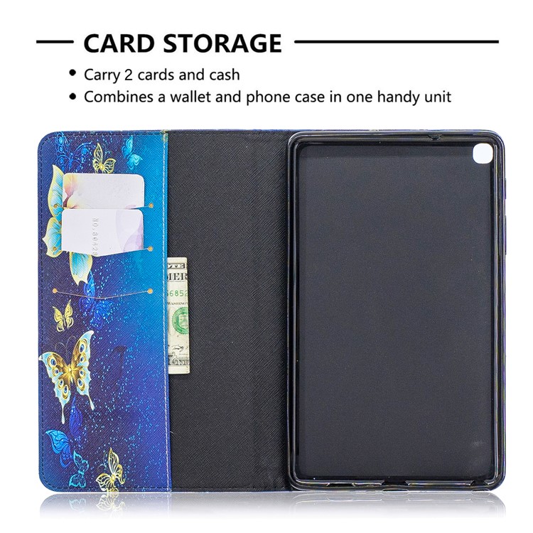 Pattern Printing Wallet Stand Leather Case for Samsung Galaxy Tab A 8.0 (2019) with S Pen P200 P205 - Elegant Butterflies-6