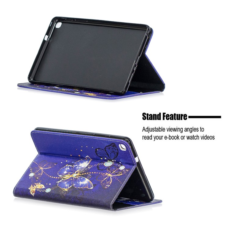 Padrão De Impressão Carteira Suporte De Couro Caso Para Samsung Galaxy Tab A 8 (2019) P200 P205 - Borboletas Roxas-7