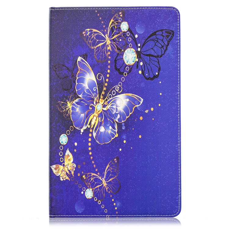 Padrão De Impressão Carteira Suporte De Couro Para Samsung Galaxy Tab A 10.1 (2019) T510 - Borboletas Roxas-2