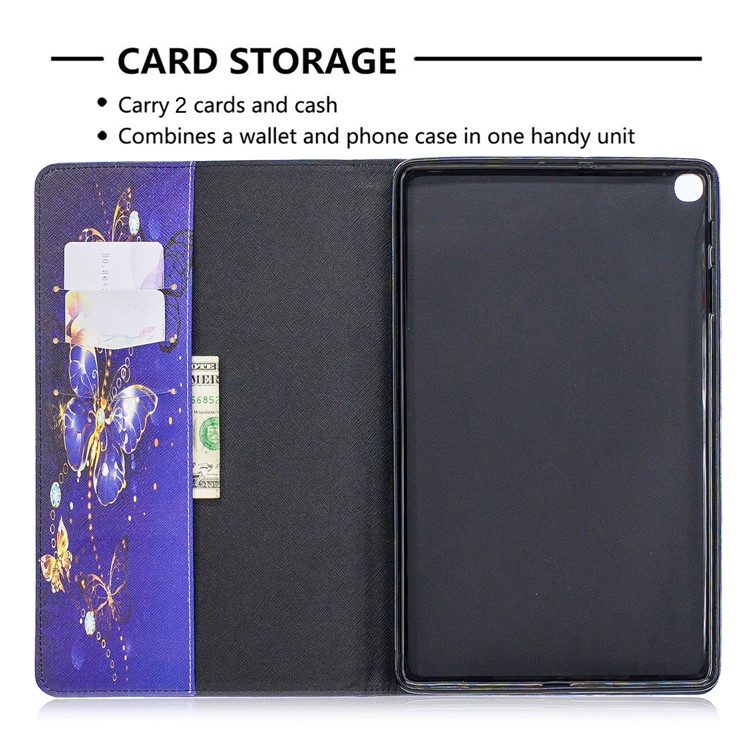 Padrão De Impressão Carteira Suporte De Couro Para Samsung Galaxy Tab A 10.1 (2019) T510 - Borboletas Roxas-6
