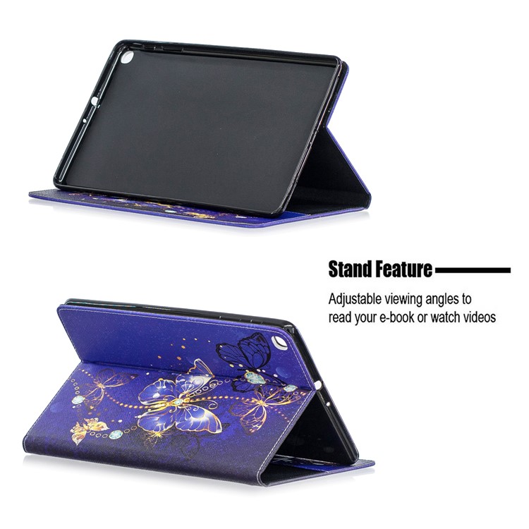 Padrão De Impressão Carteira Suporte De Couro Para Samsung Galaxy Tab A 10.1 (2019) T510 - Borboletas Roxas-7