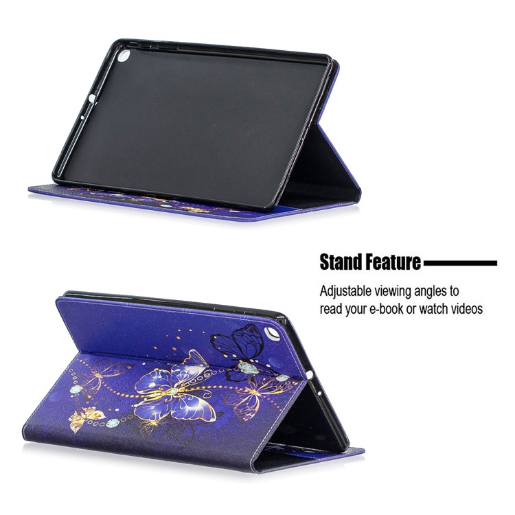 Pattern Printing Wallet Stand Leather Case for Samsung Galaxy Tab A 10.1 (2019) T510 - Purple Butterflies-7