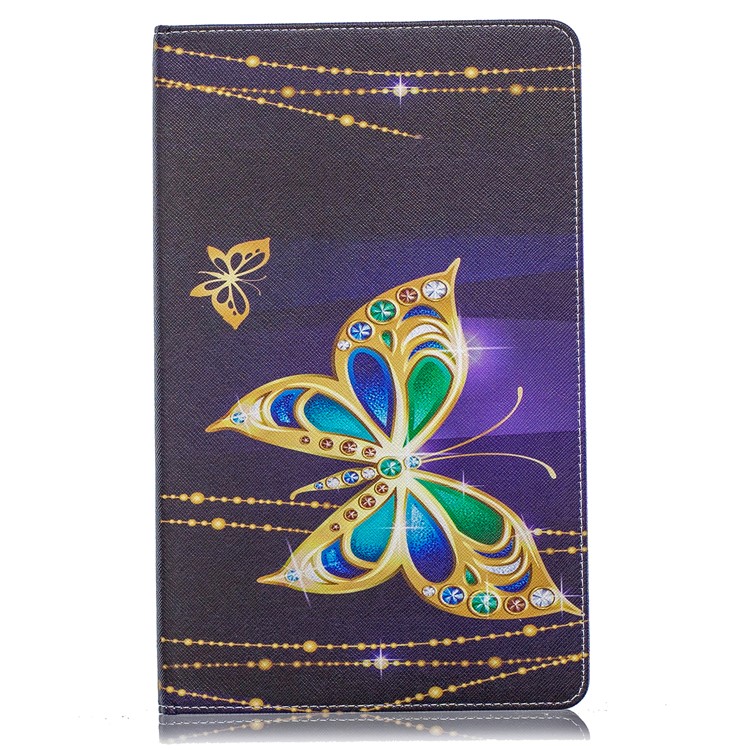 Pattern Printing Wallet Stand Leather Case for Samsung Galaxy Tab A 10.1 (2019) T510 - Golden Butterflies-2