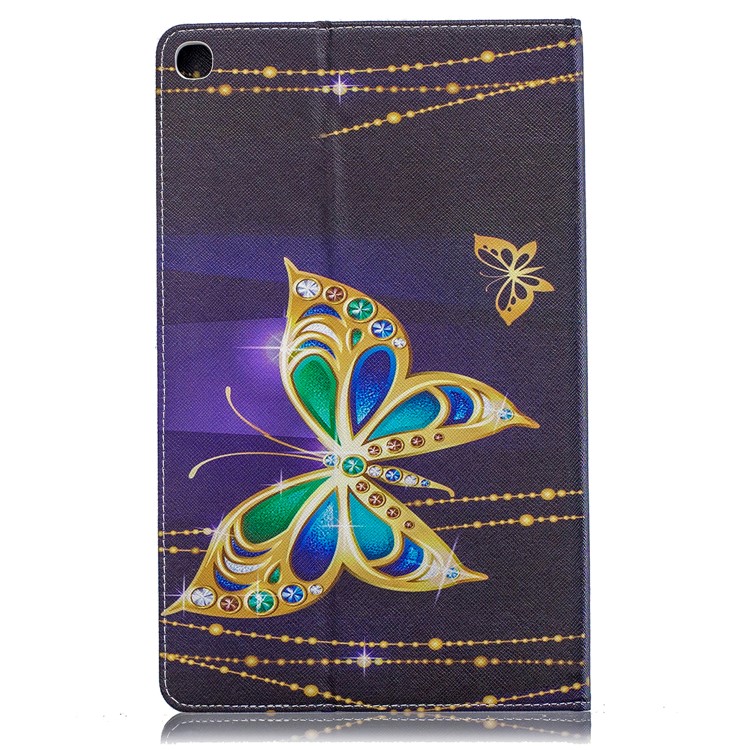 Pattern Printing Wallet Stand Leather Case for Samsung Galaxy Tab A 10.1 (2019) T510 - Golden Butterflies-3