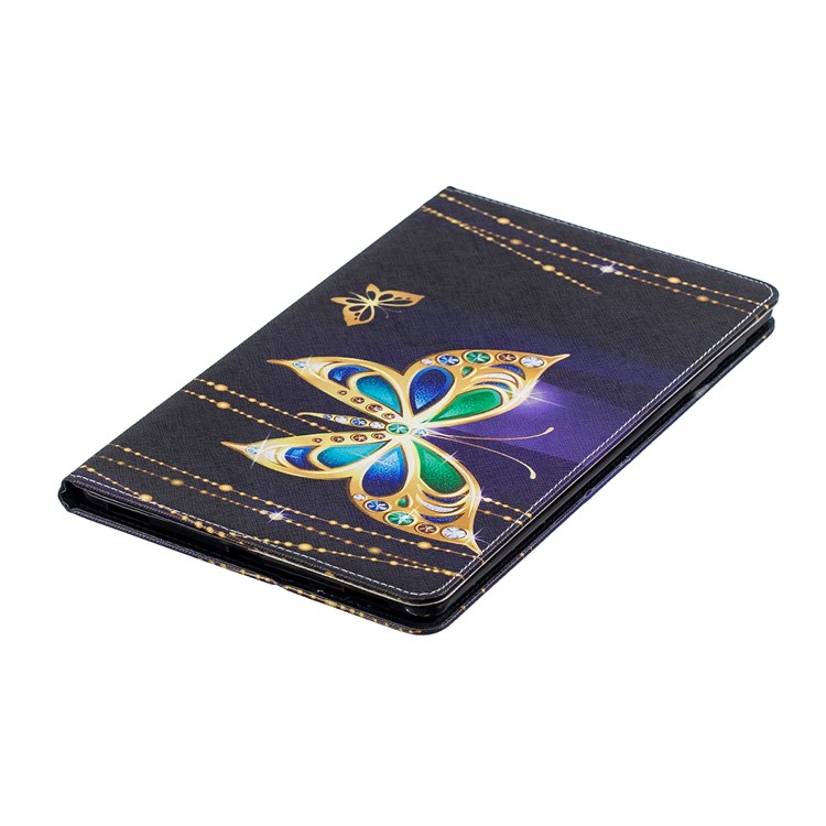 Pattern Printing Wallet Stand Leather Case for Samsung Galaxy Tab A 10.1 (2019) T510 - Golden Butterflies-4