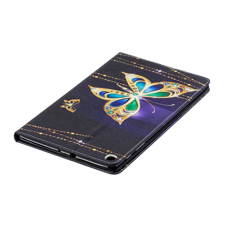 Pattern Printing Wallet Stand Leather Case for Samsung Galaxy Tab A 10.1 (2019) T510 - Golden Butterflies-5