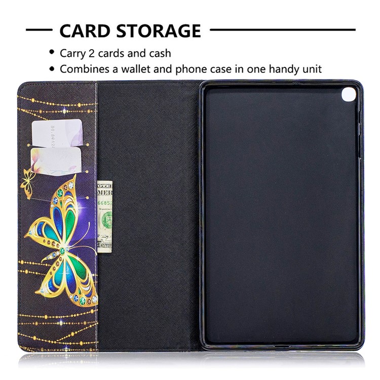 Pattern Printing Wallet Stand Leather Case for Samsung Galaxy Tab A 10.1 (2019) T510 - Golden Butterflies-6