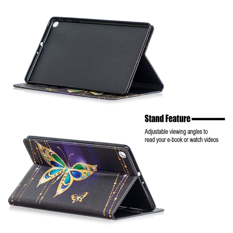 Pattern Printing Wallet Stand Leather Case for Samsung Galaxy Tab A 10.1 (2019) T510 - Golden Butterflies-7