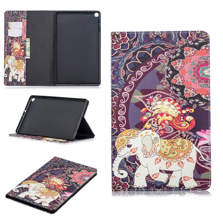 Pattern Printing Wallet Stand Leather Case for Samsung Galaxy Tab A 10.1 (2019) T510 - Tribal Elephant-1