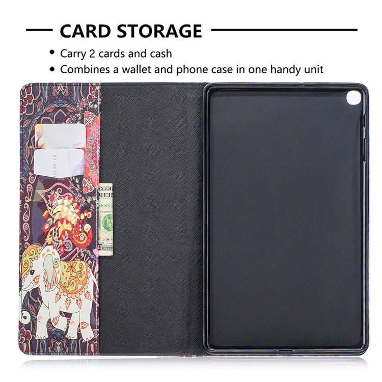 Pattern Printing Wallet Stand Leather Case for Samsung Galaxy Tab A 10.1 (2019) T510 - Tribal Elephant-6