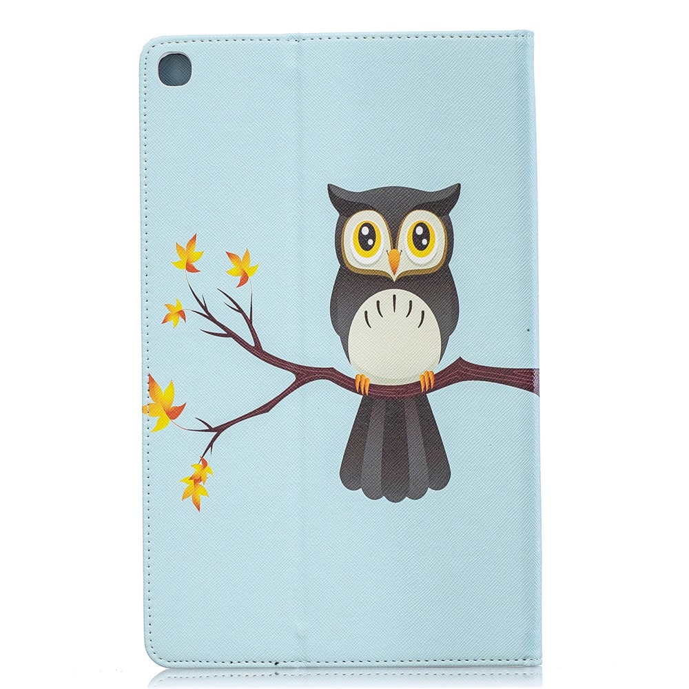 Modèle D'impression de Portefeuille Étui en Cuir Pour Samsung Galaxy Tab A 10.1 (2019) T510 - Hibou Debout Sur la Branche-3