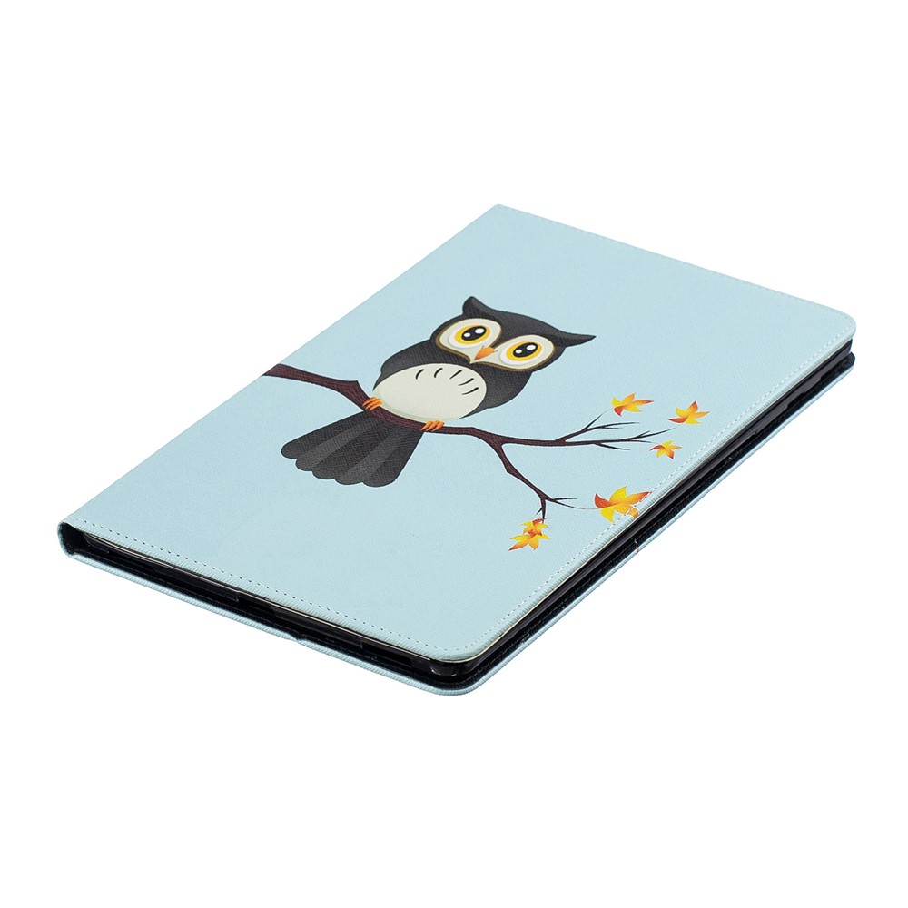 Modèle D'impression de Portefeuille Étui en Cuir Pour Samsung Galaxy Tab A 10.1 (2019) T510 - Hibou Debout Sur la Branche-4