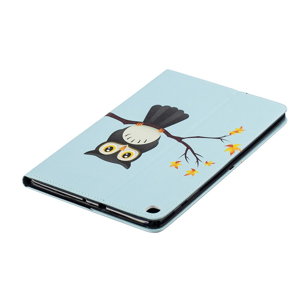 Pattern Printing Wallet Stand Leather Case for Samsung Galaxy Tab A 10.1 (2019) T510 - Owl Standing On The Branch-5
