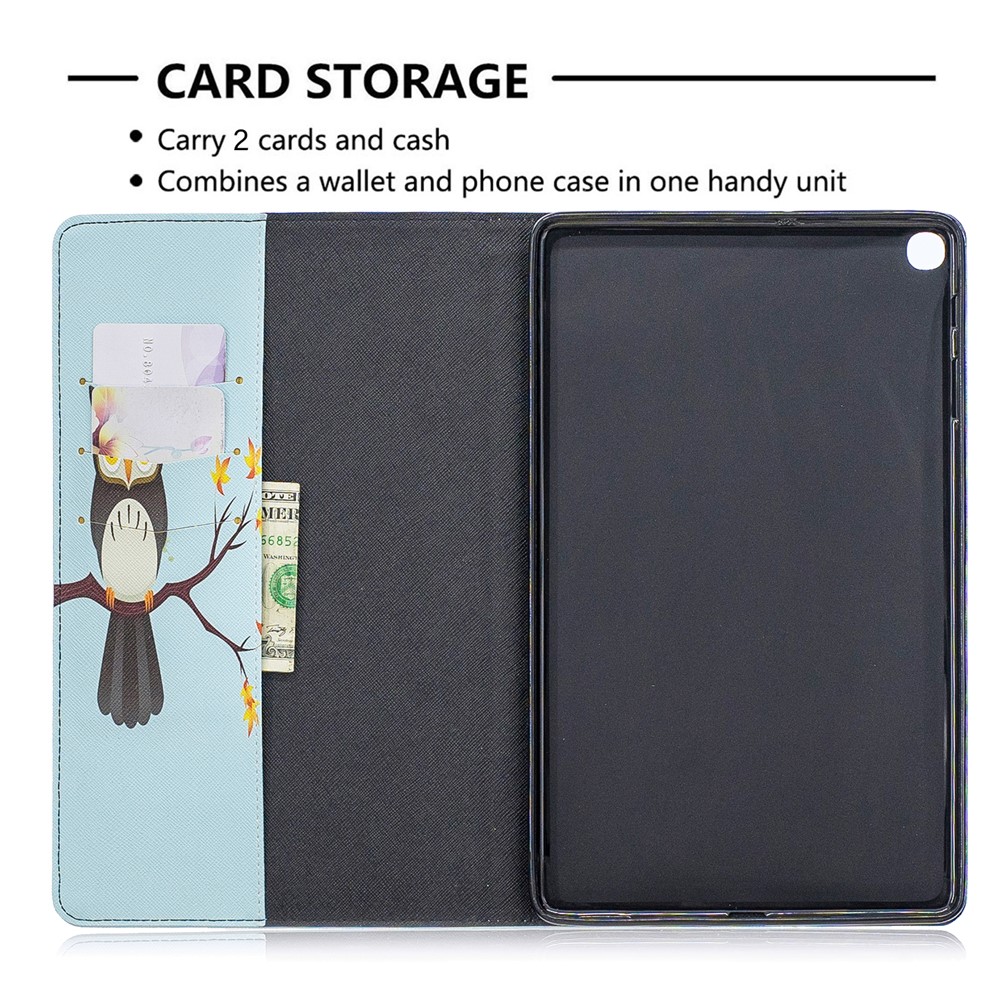 Pattern Printing Wallet Stand Leather Case for Samsung Galaxy Tab A 10.1 (2019) T510 - Owl Standing On The Branch-6