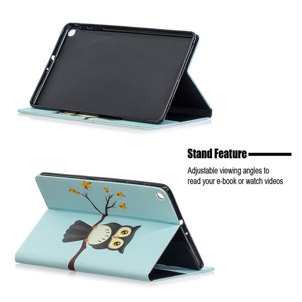 Pattern Printing Wallet Stand Leather Case for Samsung Galaxy Tab A 10.1 (2019) T510 - Owl Standing On The Branch-7