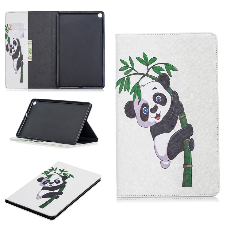 Etui Aus Leder Mit Musterdruckmappe Für Samsung Galaxy A 10.1 (2019) T510 - Panda Bambus Klettern-1
