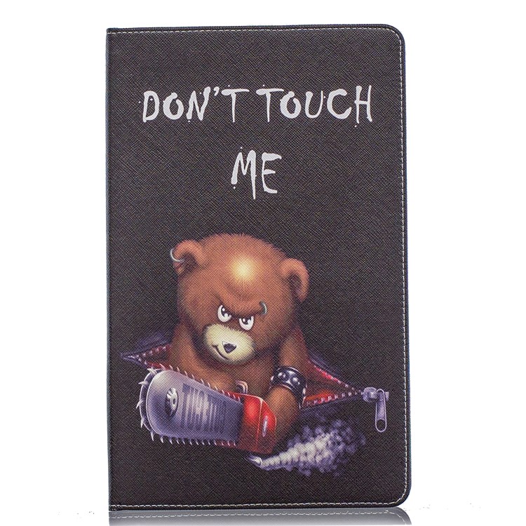 Pattern Printing Wallet Stand Leather Case for Samsung Galaxy Tab A 10.1 (2019) T510 - Brown Bear and Warning Words-2