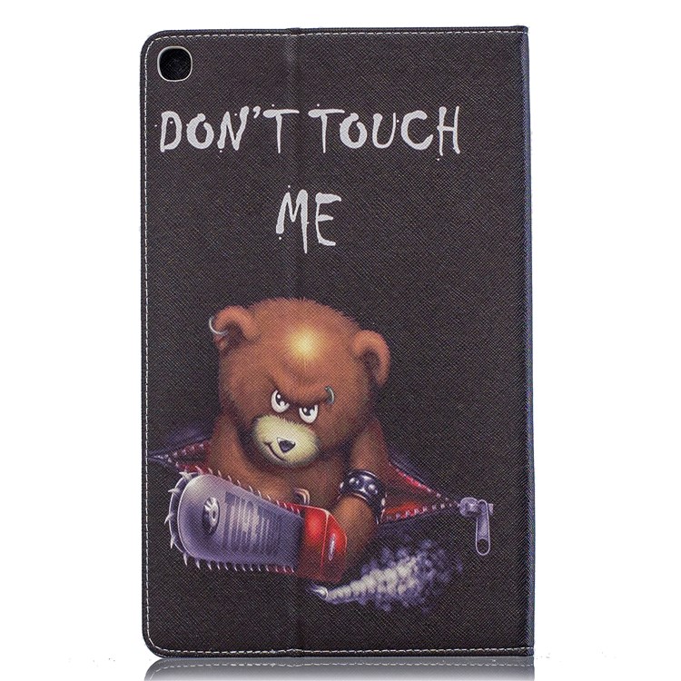 Pattern Printing Wallet Stand Leather Case for Samsung Galaxy Tab A 10.1 (2019) T510 - Brown Bear and Warning Words-3
