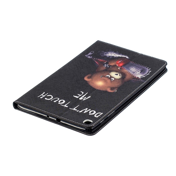 Pattern Printing Wallet Stand Leather Case for Samsung Galaxy Tab A 10.1 (2019) T510 - Brown Bear and Warning Words-5