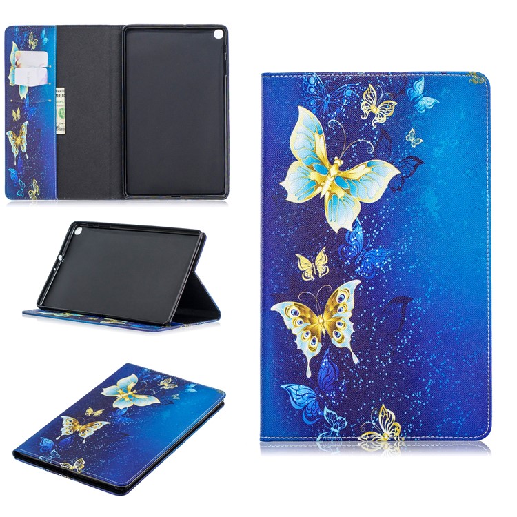 Musterdruck Brieftaschenständer Ledertasche Für Samsung Galaxy Tab A 10.1 (2019) T510 - Elegante Schmetterlinge-1