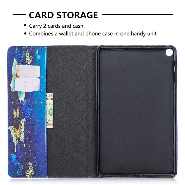 Musterdruck Brieftaschenständer Ledertasche Für Samsung Galaxy Tab A 10.1 (2019) T510 - Elegante Schmetterlinge-6