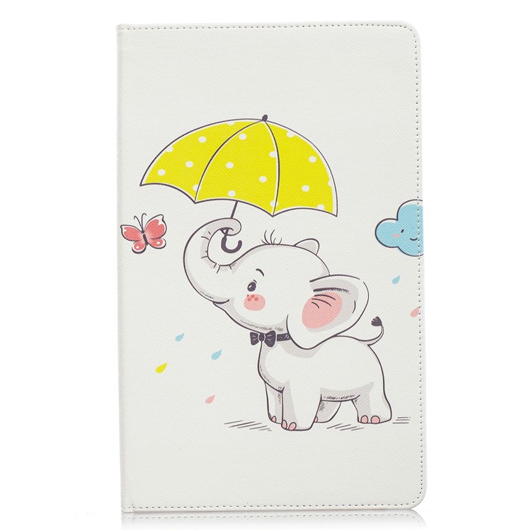 Pattern Printing Wallet Stand Leather Case for Samsung Galaxy Tab A 10.1 (2019) T510 - Elephant Holding Umbrella-2