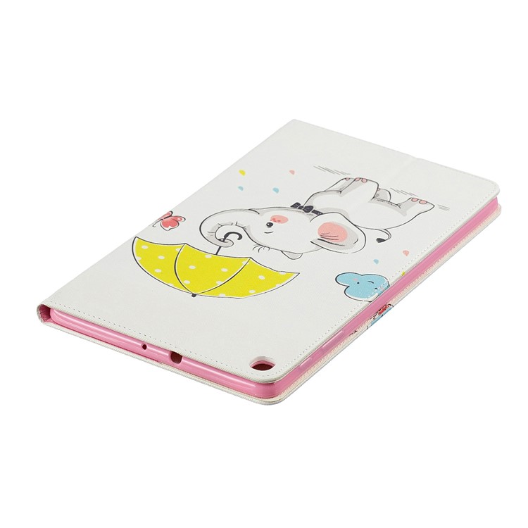 Pattern Printing Wallet Stand Leather Case for Samsung Galaxy Tab A 10.1 (2019) T510 - Elephant Holding Umbrella-5