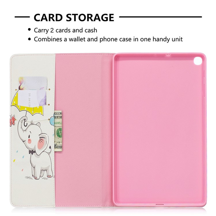 Pattern Printing Wallet Stand Leather Case for Samsung Galaxy Tab A 10.1 (2019) T510 - Elephant Holding Umbrella-6