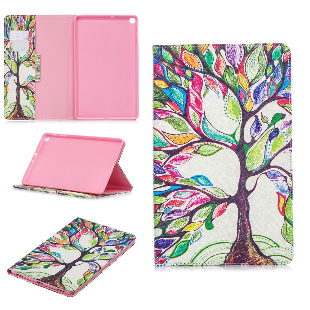 Pattern Printing Wallet Stand Leather Case for Samsung Galaxy Tab A 10.1 (2019) T510 - Colorized Tree-1