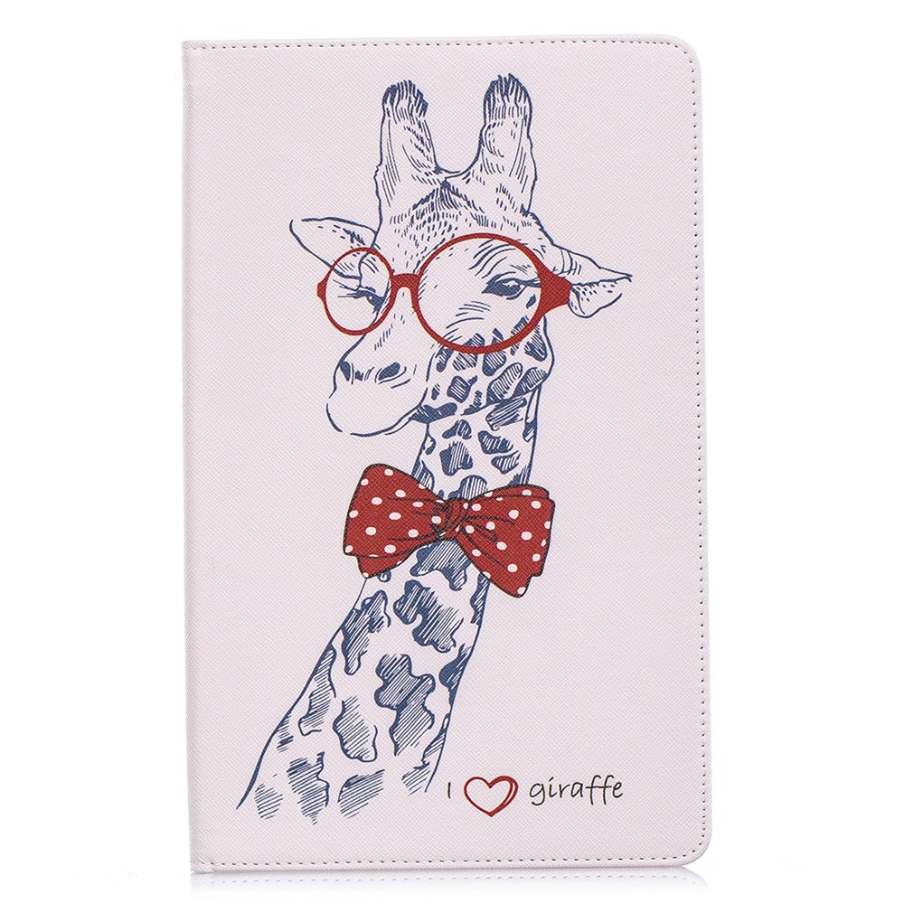Pattern Printing Wallet Stand Leather Case for Samsung Galaxy Tab A 10.1 (2019) T510 - Giraffe Wearing Glasses-2
