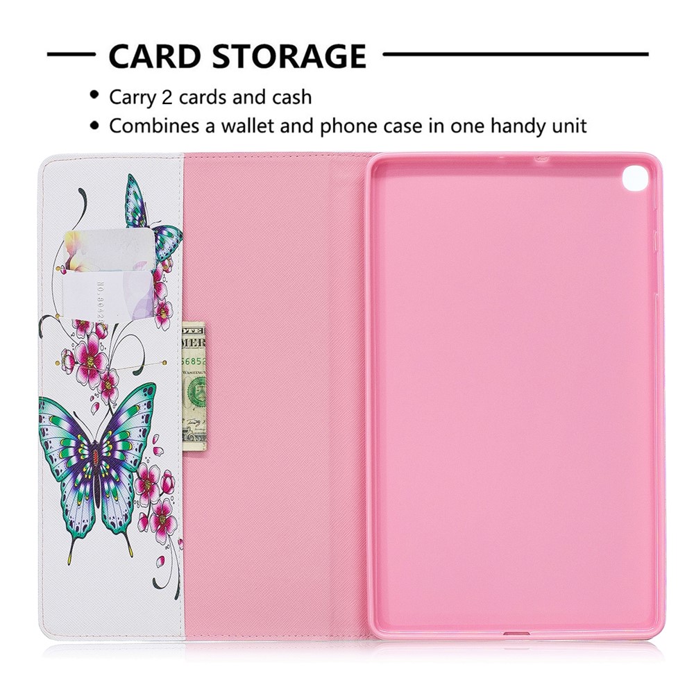 Pattern Printing Wallet Stand Leather Case for Samsung Galaxy Tab A 10.1 (2019) T510 - Butterflies and Flowers-6