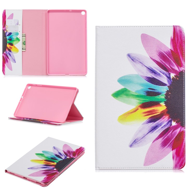 Etui Aus Leder Mit Musterdruckmappe Für Samsung Galaxy A 10.1 (2019) T510 - Bunte Blütenblätter-1