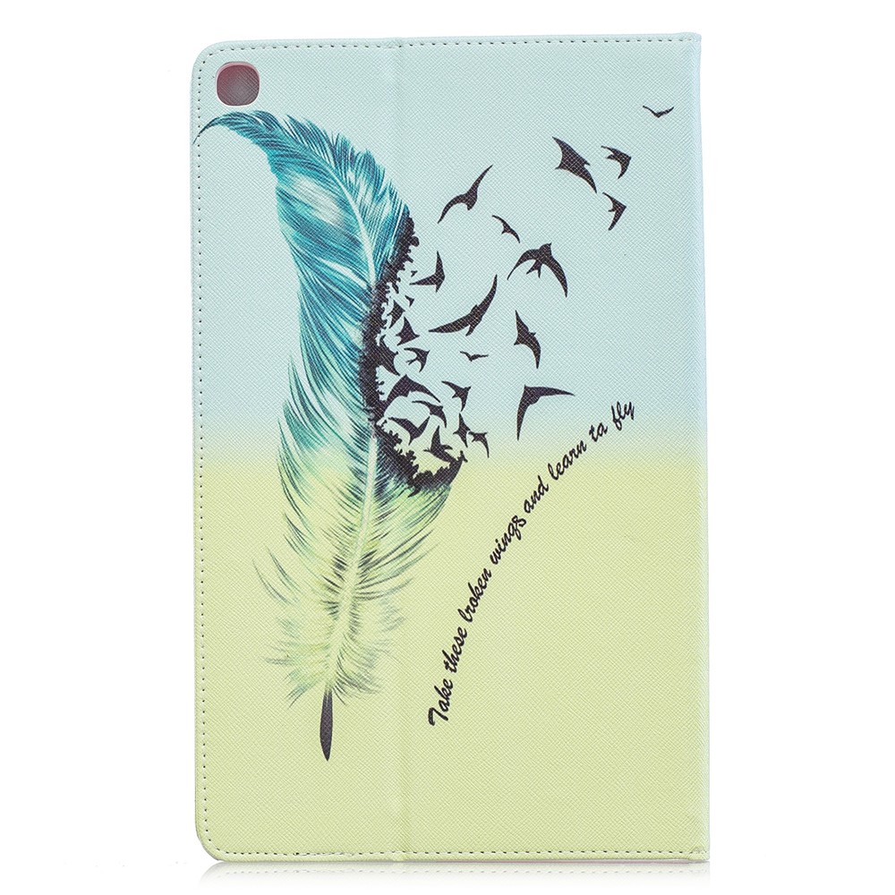 Case de Cuero de Stand de Billetera de Impresión de Patrones Para Samsung Galaxy Tab A 10.1 (2019) T510 - Patrón de Plumas