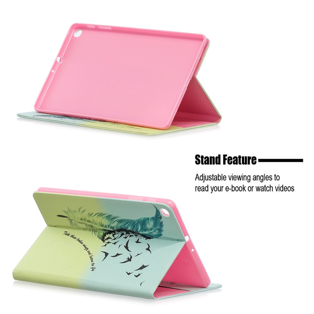 Pattern Printing Wallet Stand Leather Case for Samsung Galaxy Tab A 10.1 (2019) T510 - Feather Pattern-7