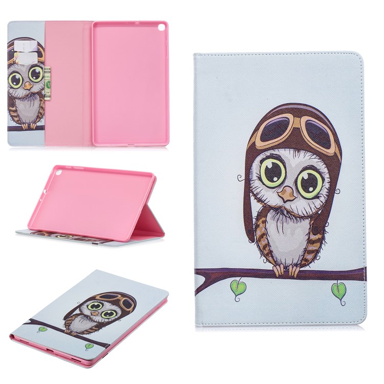 Case de Cuero de Stand de Billetera de Impresión de Patrones Para Samsung Galaxy Tab A 10.1 (2019) T510 - Búho Lindo