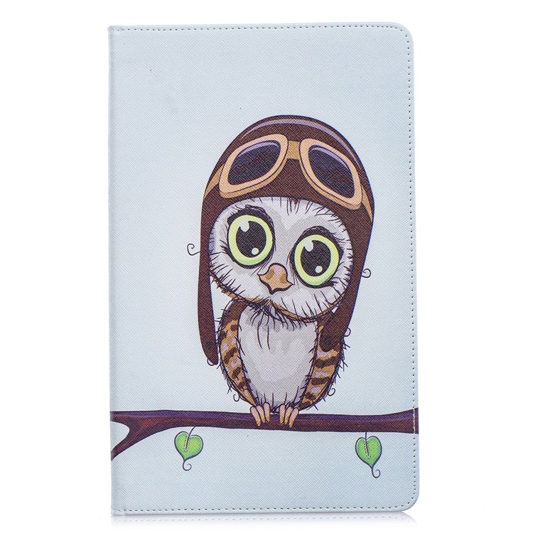 Case de Cuero de Stand de Billetera de Impresión de Patrones Para Samsung Galaxy Tab A 10.1 (2019) T510 - Búho Lindo