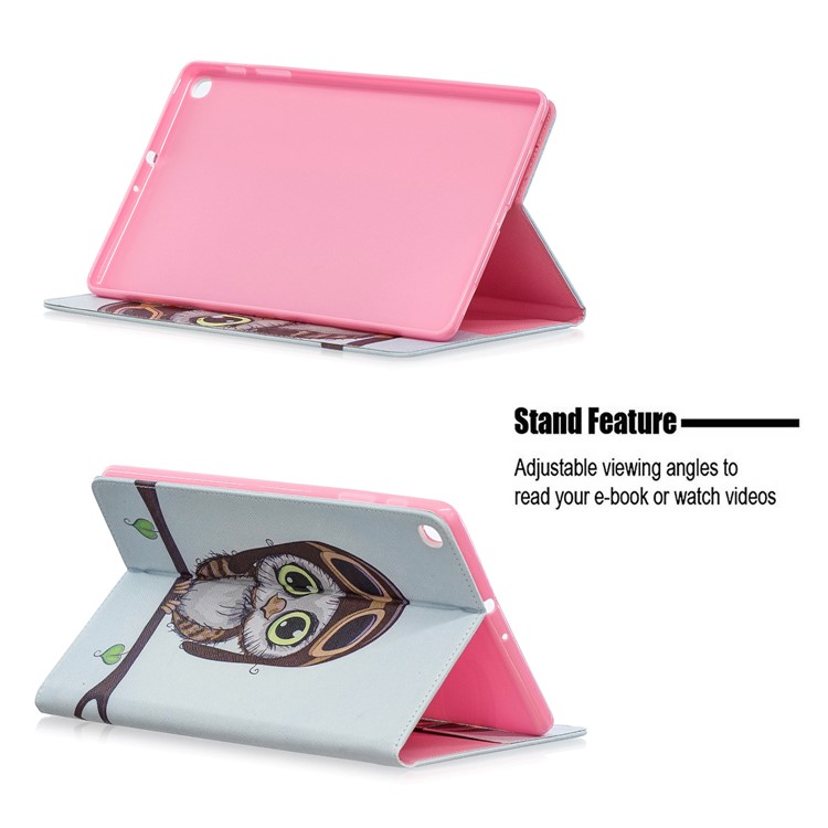 Case de Cuero de Stand de Billetera de Impresión de Patrones Para Samsung Galaxy Tab A 10.1 (2019) T510 - Búho Lindo