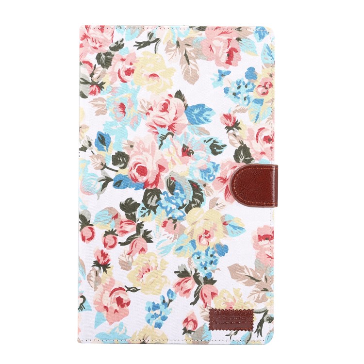 Floral Printed Cloth + PC Wallet Stand Tablet Case for Samsung Galaxy Tab A 10.1 (2019) T510/T515 - White Flowers-2