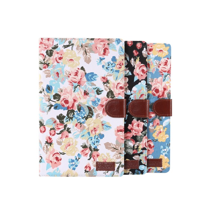 Floral Printed Cloth + PC Wallet Stand Tablet Case for Samsung Galaxy Tab A 10.1 (2019) T510/T515 - White Flowers-8