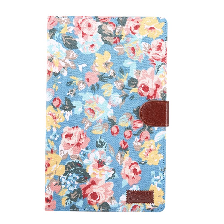 Floral Printed Cloth + PC Wallet Stand Tablet Case for Samsung Galaxy Tab A 10.1 (2019) T510/T515 - Blue Flowers-2