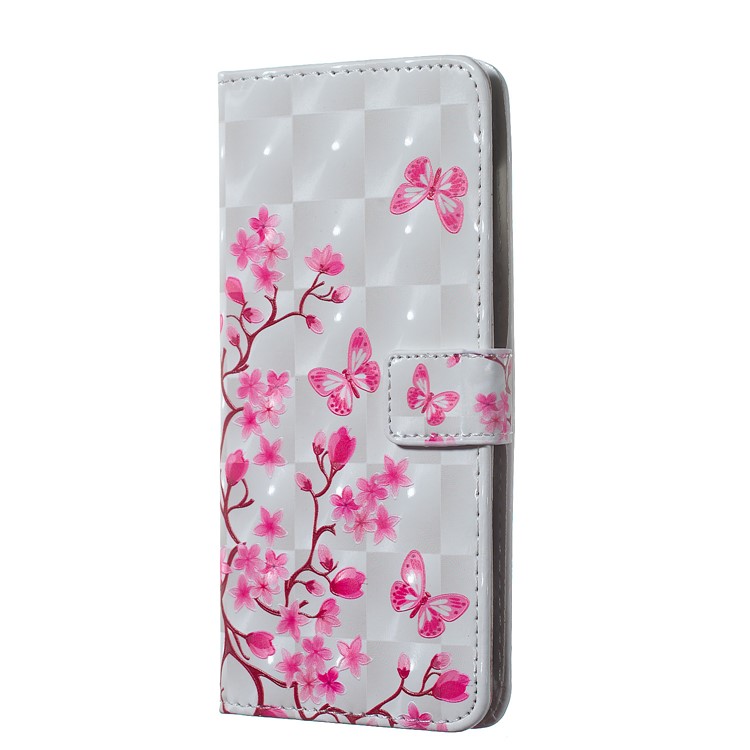 Embossment Light Spot Decor Patterned Leather Wallet Cover for Samsung Galaxy A50 / A50s / A30s - Pink Flower and Butterfly-2