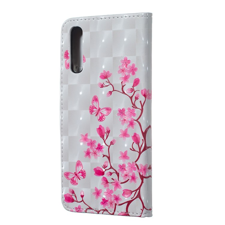 Embossment Light Spot Decor Patterned Leather Wallet Cover for Samsung Galaxy A50 / A50s / A30s - Pink Flower and Butterfly-3