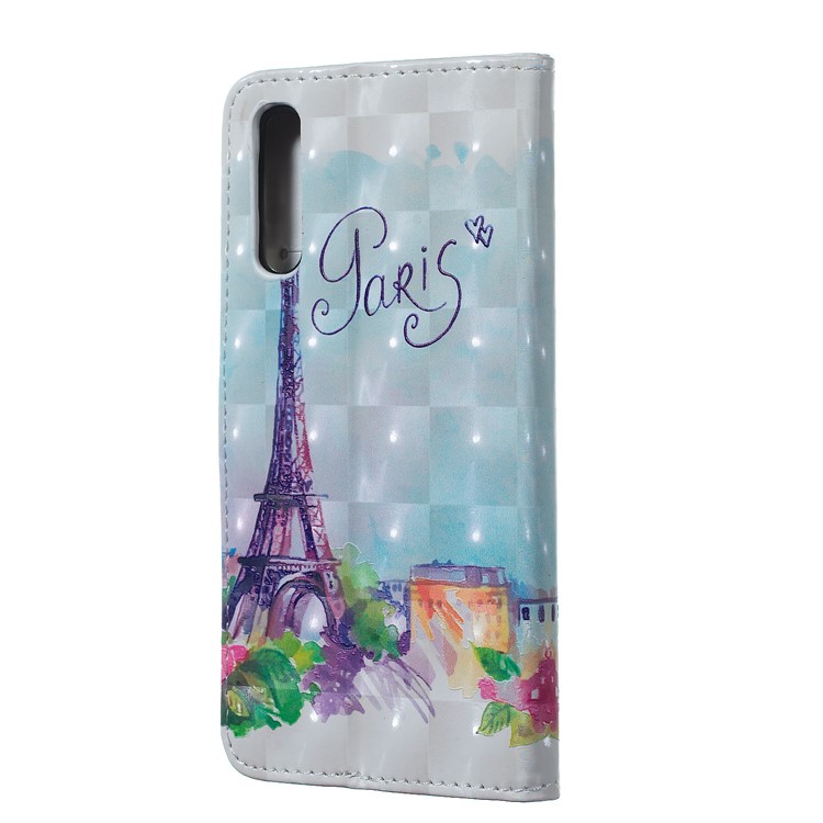Embossment Light Spot Decor Patterned Leather Wallet Cover for Samsung Galaxy A50 / A50s / A30s - Eiffel Tower-3