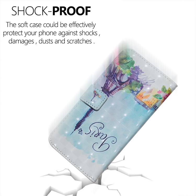 Embossment Light Spot Decor Patterned Leather Wallet Cover for Samsung Galaxy A50 / A50s / A30s - Eiffel Tower-6