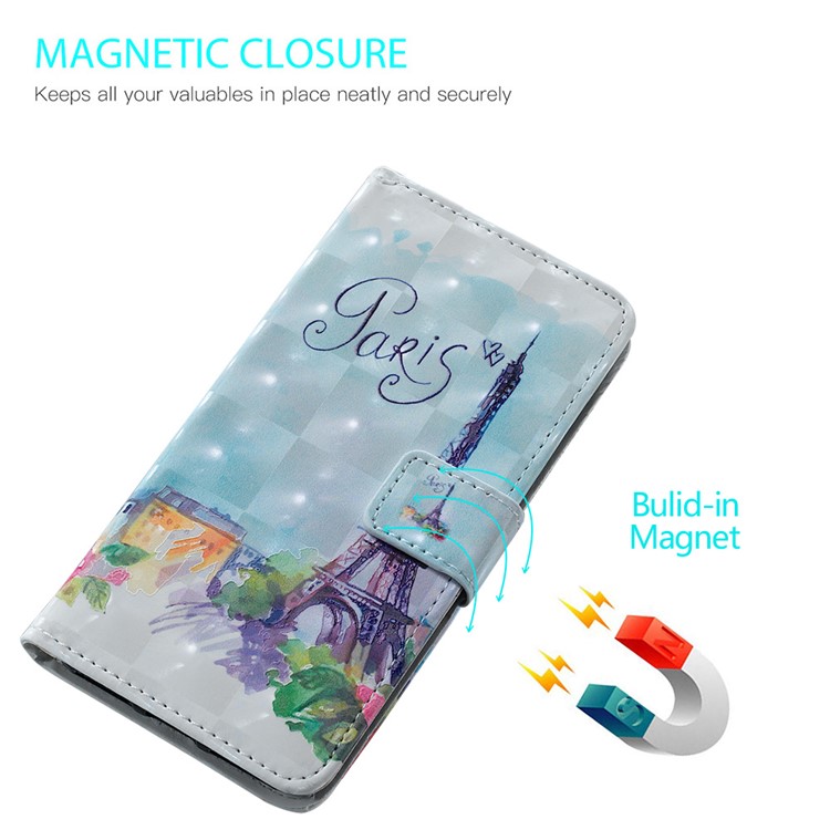 Embossment Light Spot Decor Patterned Leather Wallet Cover for Samsung Galaxy A50 / A50s / A30s - Eiffel Tower-7