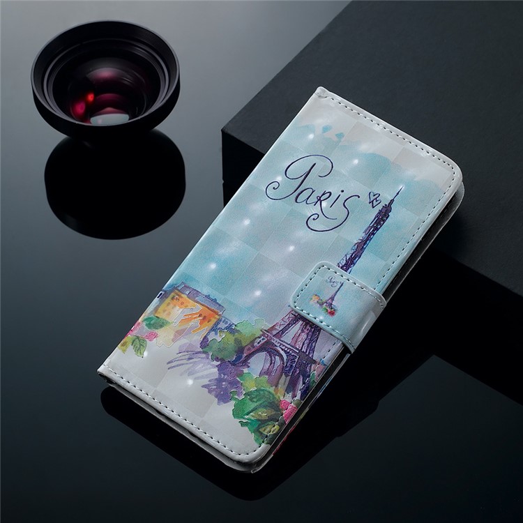 Embossment Light Spot Decor Patterned Leather Wallet Cover for Samsung Galaxy A50 / A50s / A30s - Eiffel Tower-8